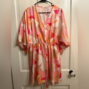 SHEIN Pink and Orange Abstract Dress